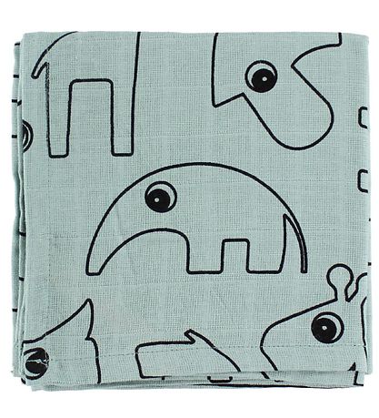 Done By Deer Muslin Cloth - 70x70 - 2-Pack - Blue w. Elphee