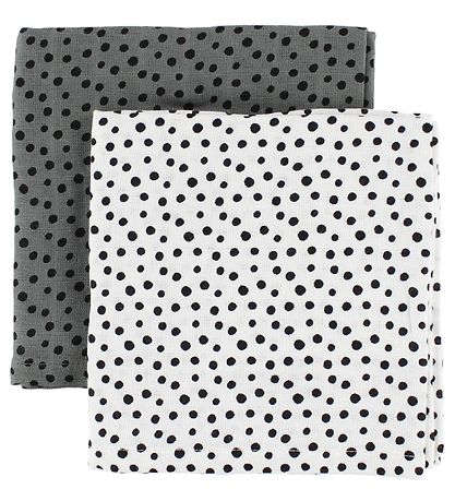 Done By Deer Muslin Cloth - 70x70 - 2-Pack - Grey/White w. Dots Done By Deer Muslin Cloth - 70x70 - 2-Pack - Grey/White w. Dots