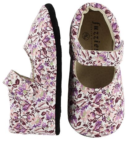 Fuzzies Ballerina Slippers - Viola - White w. Flowers Fuzzies Ballerina Slippers - Viola - White w. Flowers