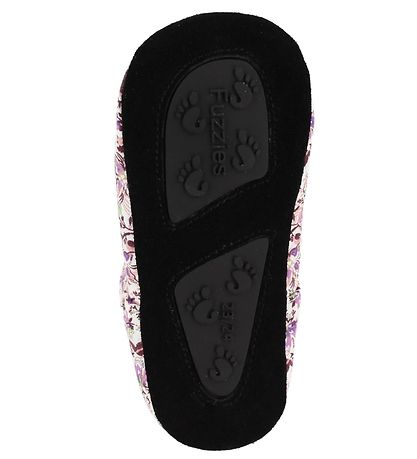 Fuzzies Ballerina Slippers - Viola - White w. Flowers