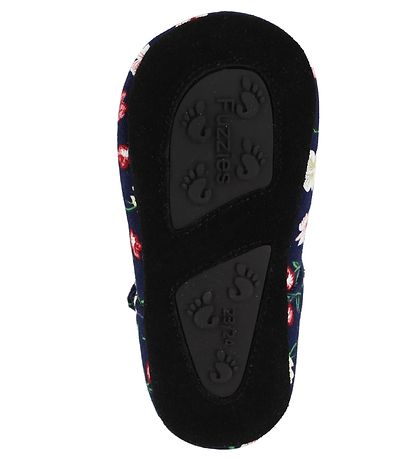 Fuzzies Ballerina Pantoffels - Flora - Navy m. Bloemen
