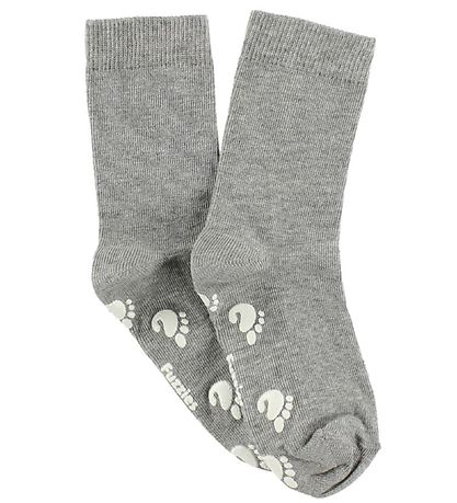 Fuzzies Socks w. Non-Slip - Grey Melange Fuzzies Socks w. Non-Slip - Grey Melange