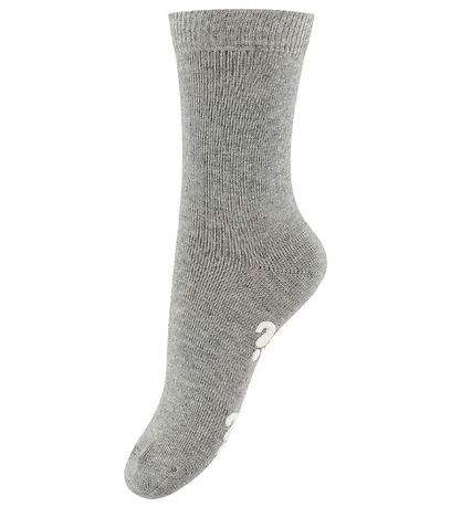 Fuzzies Socks w. Non-Slip - Grey Melange Fuzzies Socks w. Non-Slip - Grey Melange
