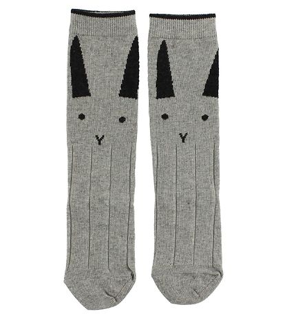 Liewood Knee High Socks - Grey Melange w. Rabbits