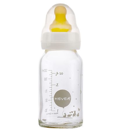 Hevea Feeding Bottles - 2-Pack - Glass & Rubber - White Hevea Feeding Bottles - 2-Pack - Glass & Rubber - White
