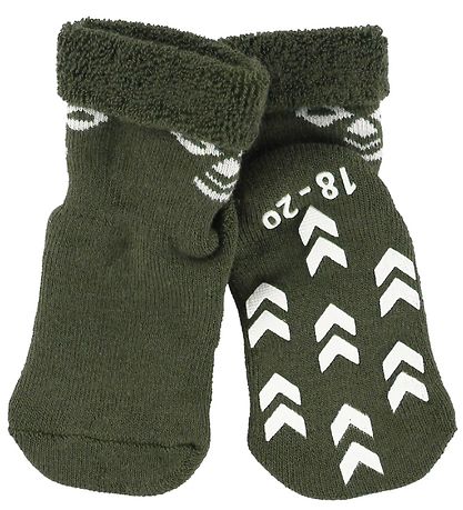 Hummel Baby Socks - HMLSnubbie - Army Green w. Non-slip Hummel Baby Socks - HMLSnubbie - Army Green w. Non-slip