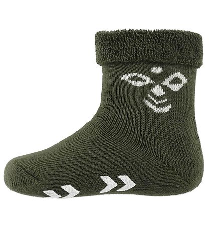 Hummel Baby Socks - HMLSnubbie - Army Green w. Non-slip Hummel Baby Socks - HMLSnubbie - Army Green w. Non-slip