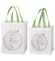 Bloomingville Storage Bags - 2 pcs - 30/40 cm - White/Green w.