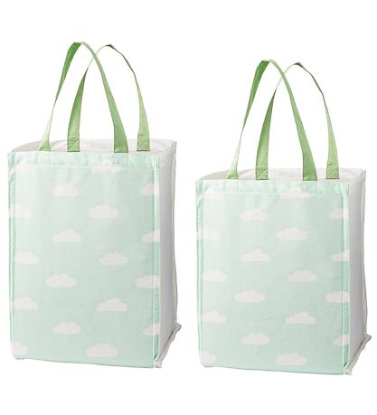 Sacs de rangement Bloomingville - 2 pièces - 30/40 cm - Blanc/Ve Sacs de rangement Bloomingville - 2 pièces - 30/40 cm - Blanc/Ve