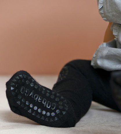 GoBabyGo Krypstrumpbyxor - Ull - Mörkgråmelerad GoBabyGo Krypstrumpbyxor - Ull - Mörkgråmelerad